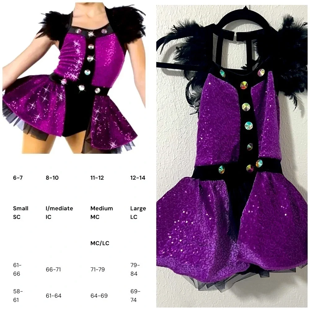 Weissman Don’t Forget My Love Dance Costume MC Medium (11-12) Velvet Feather Trm